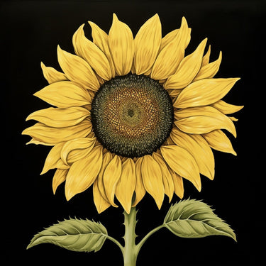 Sunflower canvas on Black Canvas